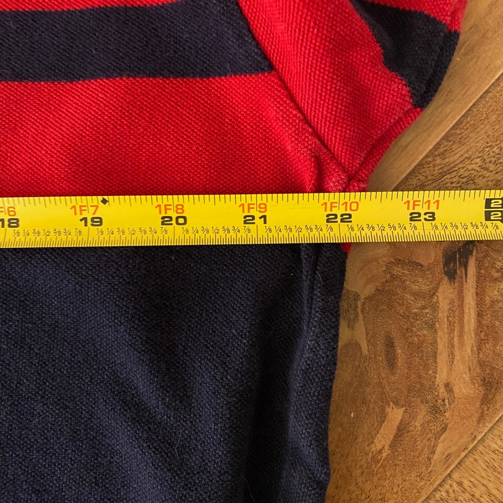Vintage Nautica Polo Shirt Mens L Navy Red Green Colorblock Striped Cotton Prep - Picture 5 of 6